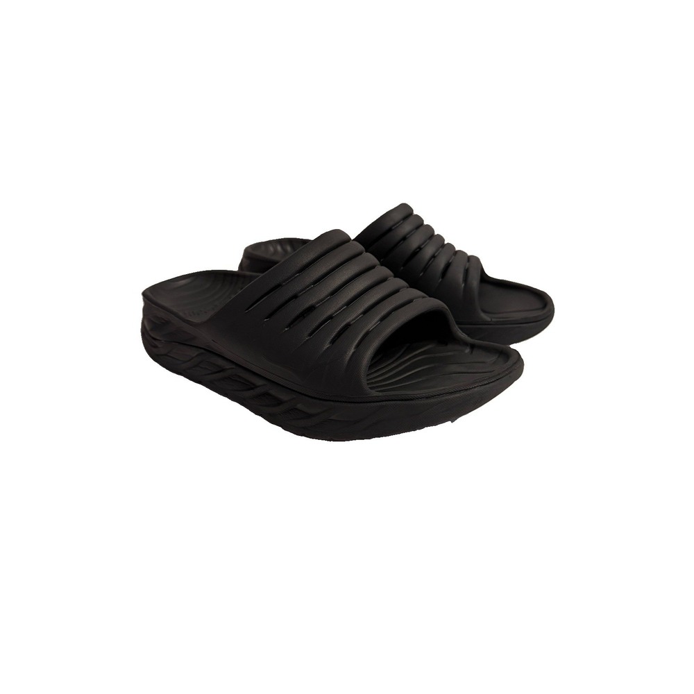 Hoka One One Ora Recovery Slide Sandals Womens 8 Black Comfort Slip On Shoe EUC